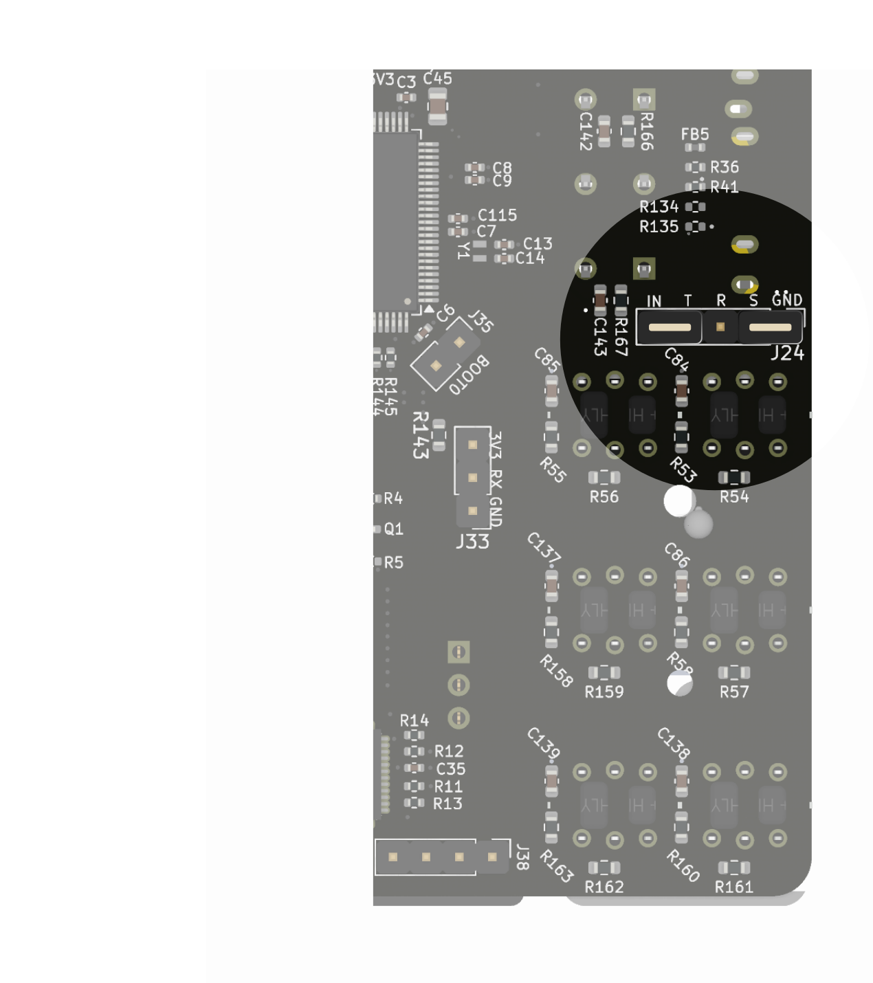 Rear-panel jumper position after removing the MIDI board