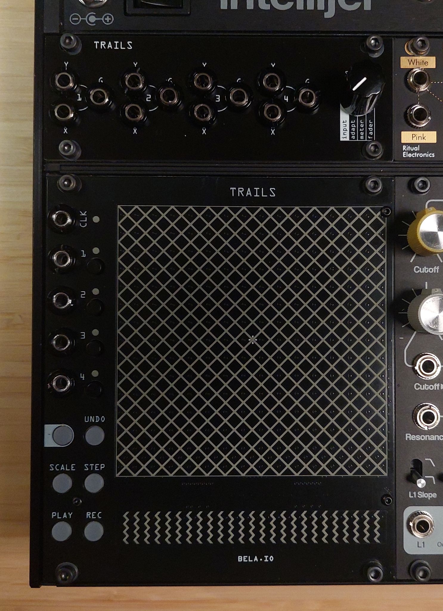 The module with the 1U breakout mounted above it